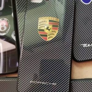 iPhone Porsche Case Carbon Fiber Mix Design Logo